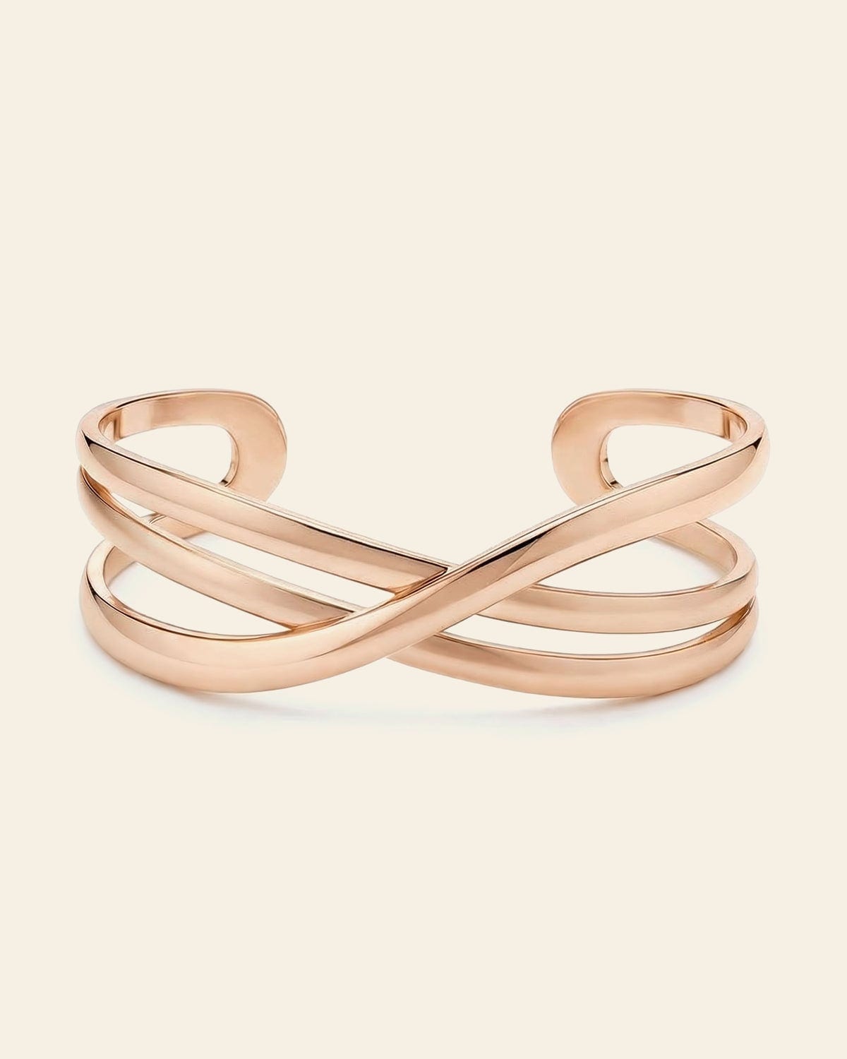 Rose gold bracelet of sculpted interlocking links